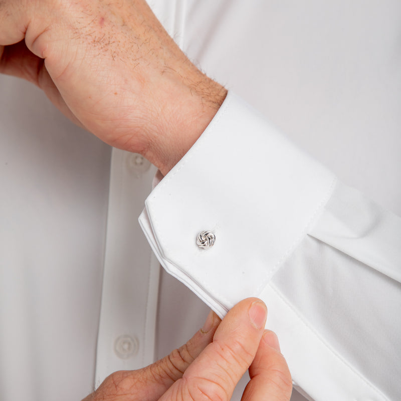 Leeward Formal Dress Shirt - White Solid, fabric swatch closeup